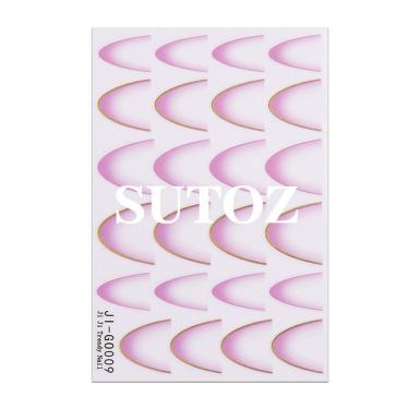 Imagem de Adesivo de Unhas Ji-g0 3D Gradiente Linha Francesa Azul Rosa Roxo Verde para Nail Art D...