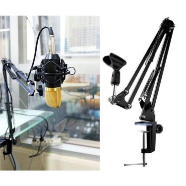 Imagem de Braço Suporte Pedestal de Mesa Articulado para Microfones com Mola Superforte e Pernas...