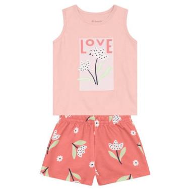 Imagem de Conjunto infantil menina de flores com glitter Brandili, 2, Rosa