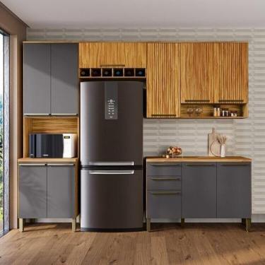 Imagem de Cozinha Compacta Modulada 4 Peças 11 Portas e Tampo 100% Mdf Itália Fr