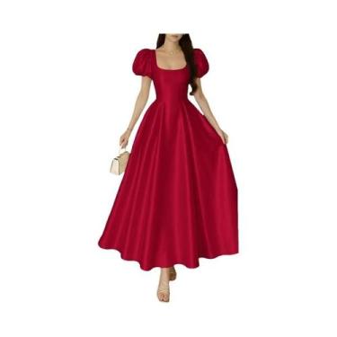 Imagem de Vestido Longo Elegante De Cetim Para Mulheres Com Decote Quadrado, Man