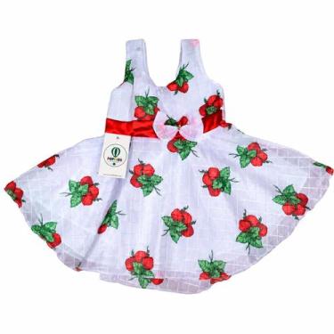 Imagem de Vestido Social Branco com Morangos Veste 8 a 18 meses - PopKids