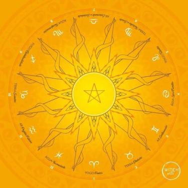 Imagem de Mandala Zodíaco Amarela - Tecido Oxford 68cm x 68cm - no-brand