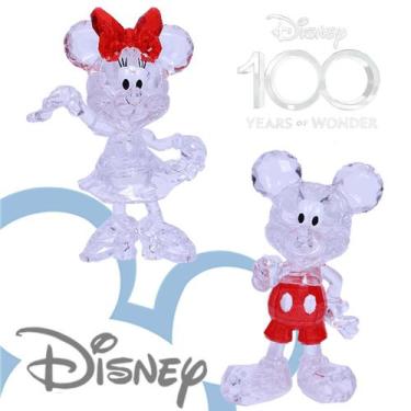 Imagem de Figura Disney 100 Anos Bonecos Mickey e Minnie Mouse Crystal - Fun Div