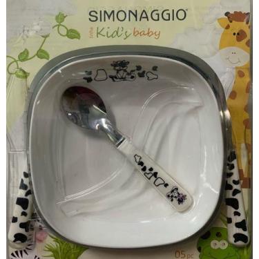 Imagem de Conjunto Refeição Infantil 5 Peças Cumbuca Garfo Colher Faquinha E Pra