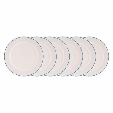 Imagem de Jogo de Pratos Rasos 6 Pcs Filete Porcelana Real by Schmidt, Azul