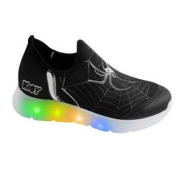 Imagem de Tênis Infantil Led Menino Kidy Pisca Flex Aranha Preto Prata, Preto, M