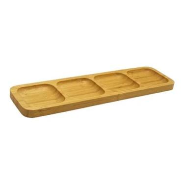 Imagem de Petisqueira Retangular Com 4 Divisórias De Bambu 33x10cm - LosTemperad