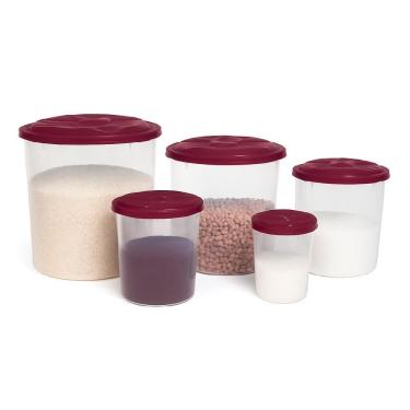 Imagem de Kit 5 Potes Porta Mantimentos Plásticos Redondos Organizador de Alimentos Secos Freezer...