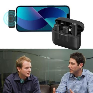 Imagem de Microfone Duplo Lapela Sem Fio Para Smartphone Celular Audio Videos So