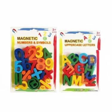 Imagem de Kit Letras Magnéticas Números Magnéticos 26 Peças Cada  Educativo - Ma
