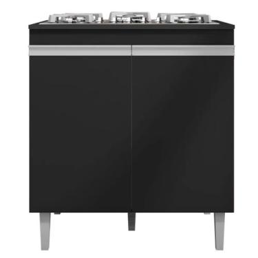 Imagem de Balcão CookTop 80cm Andréia 1 Porta AJL Móveis, Preto