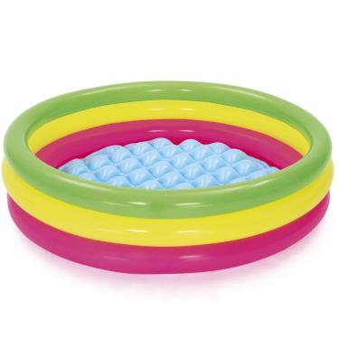 Imagem de Piscina Inflável 3 Anéis Coloridos 120cm Vinil Estrutura Redonda 62L Multicolorida Bestway