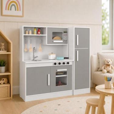 Imagem de Jogo Cozinha Infantil Completo Kit Fogão Geladeira Forno Brinquedo Inf