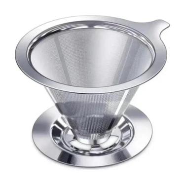Imagem de Filtro de Café Reutilizável Grande em Aço Inoxidável Sem Uso de Papel 