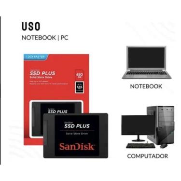 Imagem de Ssd 480gb Sata 3.0 6 Gb Interno Sandisk Plus SDSSDA480GG26 2,5 Polegad
