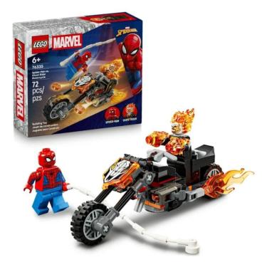 Imagem de Brinquedo de Montar 76335 Homem Aranha Vs Motoqueiro Fantasma com Motocicleta com Chamas