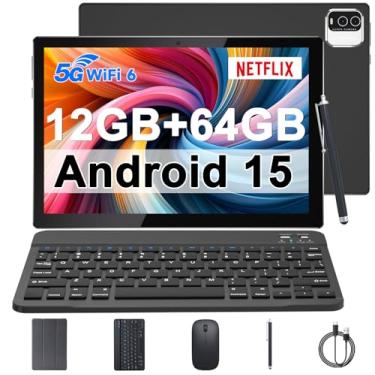 Imagem de IWEGGO Tablet Android 15, 10 Polegadas 12GB RAM+64GB ROM com Teclado, Mouse, Estojo e Caneta, Processador Quad-core 1.8Ghz, Câmera 8MP, Bateria 6000mAh, Tela IPS HD 1280*800, WiFi 5G, Tablet Preto