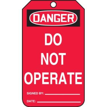 Imagem de Accuform Placa de segurança Signs MDGT211CTP, legend"Danger DO NOT Operate", 14,6 cm de comprimento x 8,3 cm de largura x 0 cm de espessura, cartolina PF, preto/branco sobre vermelho (pacote com 25)