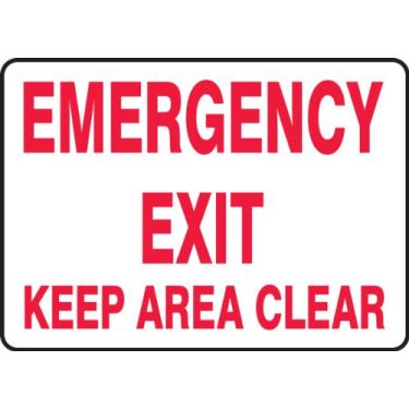 Imagem de Accuform Placas MEXT554VS Placa de Segurança de Vinil Adesivo, Lenda "Emergency Exit Keep Area Clear", 18 cm de comprimento x 25 cm de largura x 0 cm de espessura, vermelho sobre branco