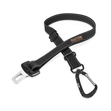 Imagem de Cinto de segurança para cães Mighty Paw | Cinto de segurança para animais de estimação, criado com material de cinto de segurança humano. Ferragens totalmente metálicas com alça de comprimento ajustável. Excede os padrões de segurança do cão. Mantenha seu cão seguro no carroMighty Paw preto SafetyBe