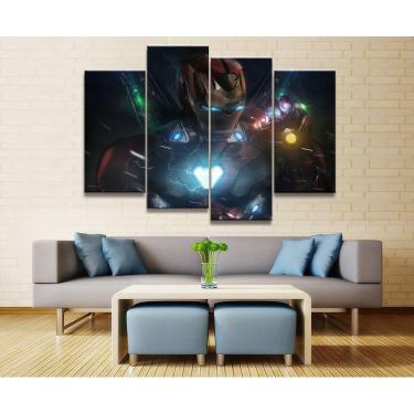 Imagem de Quadro Decorativo Homem de ferro 4 peças 140x80 cm em tecid