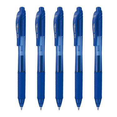 Imagem de Kit 5 Caneta Gel PENTEL Energel X RT Retrátil 0.7mm Azul Pentel