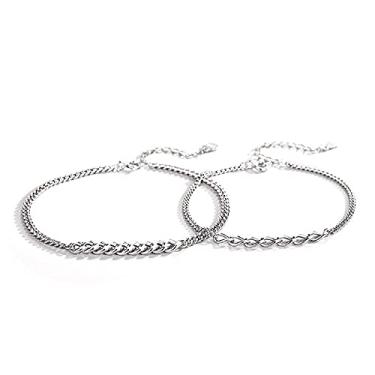Imagem de Pulseiras de prata esterlina 925 combinando para casais e mulheres