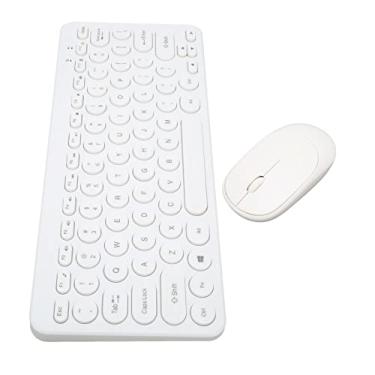 Imagem de Combinação de mouse e teclado retrô, botões silenciosos de longa duração da bateria impressão de tela UV 2.4G combinação de mouse e teclado de escritório sem fio Branco