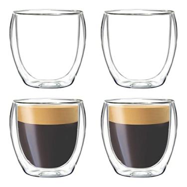 Imagem de Youngever Pacote com 4 copos de café expresso, copos de café expresso com isolamento térmico de parede dupla, copos de café de vidro (100 ml)