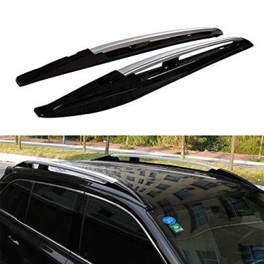 Imagem de UDP 2 peças serve para to-yo-ta Highlander Kluger 2014-2019 Trilho de Alumínio Trilho Lateral Trilho de Bagagem de Telhado Preto