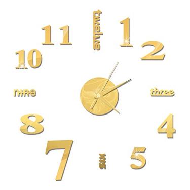 Imagem de Kiboule Relógio de parede DIY relógio de parede espelho sem moldura grandes adesivos de parede mudo para decoração de sala de estar
