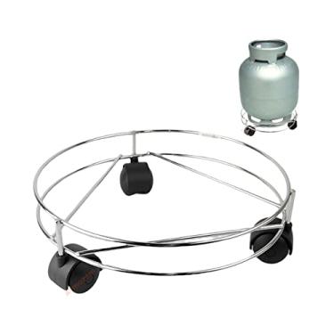 Imagem de Suporte Porta Botijão De Gás Com Rodinhas Aramado Organizador Cozinha Cromado - 35 AMZ