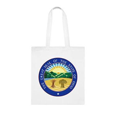 Imagem de Bolsa Ohio, presente de amante de Ohio, presente de Ohio, bolsa de ombro Ohio, bolsas reutilizáveis de Ohio, cesta de aniversário, Branco