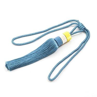 Imagem de Fivela de cortina sem bolinhas de poliéster antiderrapante borla suporte de cortina para sala de estar, azul lago