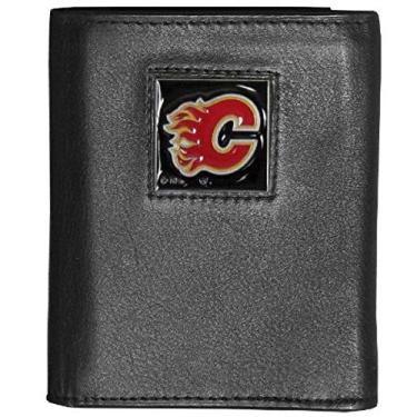 Imagem de Carteira de couro legítimo com dobra tripla da NHL Calgary Flames