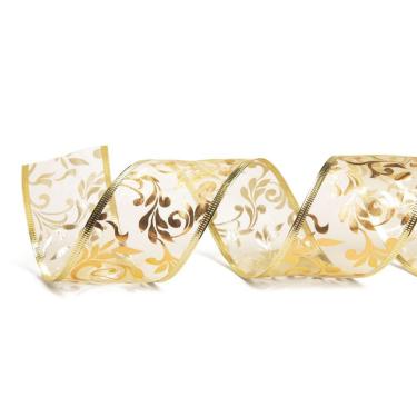Imagem de Fita Natalina Voil Arabescos Ouro 6,30cmx9,14mts 1418152