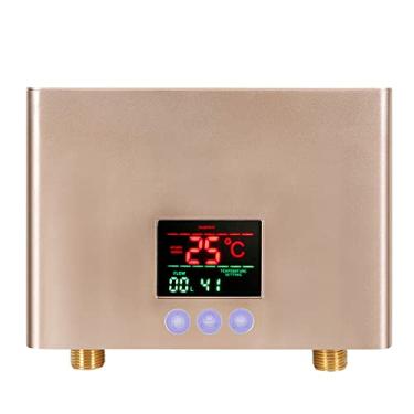 Imagem de Kiboule Aquecedor de água instantâneo 3kw mini aquecedor de água elétrico sem tanque montado na parede com display led ajuste de temperatura de 3 níveis controle remoto para casa cozinha banheiro