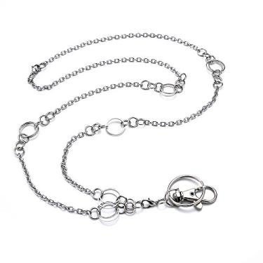 Imagem de LUXIANDA Cordões para crachás de identificação, colar moderno de aço inoxidável, porta-chaves, cordão de pescoço removível para professores, médicos, enfermeiros, funcionários, mulheres, homens,