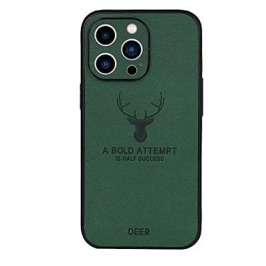 Imagem de TOGEI Capa para iPhone 14 Pro Max cor sólida couro laranja All Inclusive Elk Pattern Case compatível com iPhone 13 12 11 Pro Max Mini XS X XR 7 8 Plus SE2 (iPhone13 Mini, verde)