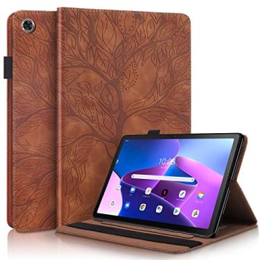 Imagem de Compatível com Lenovo Tab M10 Case (3ª Geração) 10.1" PU Couro Case Flip Wallet Capa Protetora Árvore da Vida Capa para Tablet Slot para Cartão Capa para Tablet PC (Color : Brown)