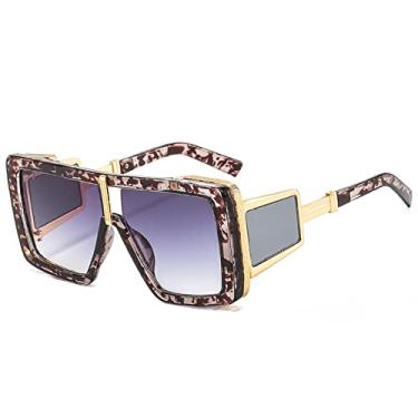 Imagem de Óculos de sol grandes de uma peça tendência moda feminina gradiente quadrado grande óculos de sol designer feminino tons de bege uv400, flor c2 cinza, tamanho único