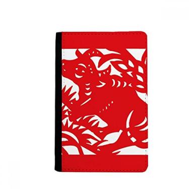 Imagem de Porta-passaporte com corte de papel boi animal China zodíaco porta-passaporte notecase burse capa carteira porta-cartão, Multicolor