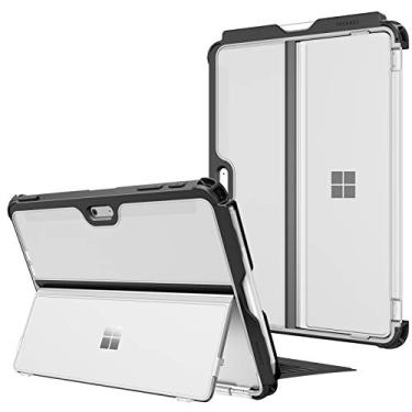Imagem de Fintie Capa rígida para Microsoft Surface Go 4/3/2/1 (2023/2021/2020/2018), capa protetora resistente à prova de choque compatível com teclado Type Cover + suporte original, transparente