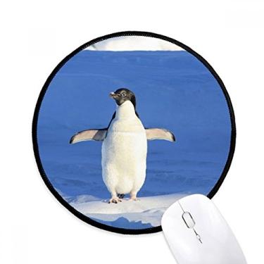 Imagem de DIYthinker Mouse pad bonito branco pinguim ciência natureza imagem desktop escritório tapete redondo para computador