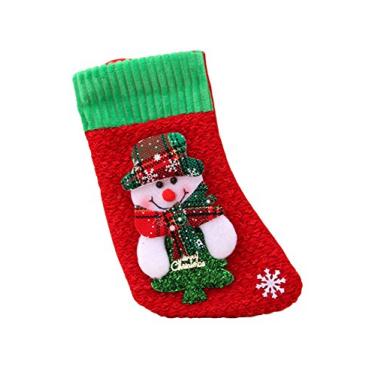 Imagem de Bestgift Meias de presente decorações de árvore de Natal boneco de neve longo 12,7 cm x 10,1 cm