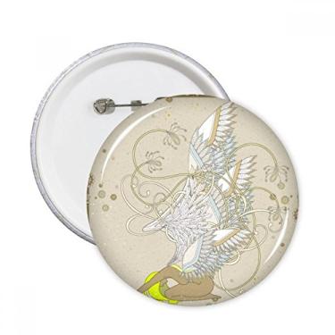 Imagem de Asa de flores Japão Ukiyo-e folhas redondas alfinetes emblema botão decoração acessório 5 peças