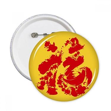 Imagem de Lingote de peixe vermelho padrão China pinos redondos crachá botão emblema decoração acessório 5 peças