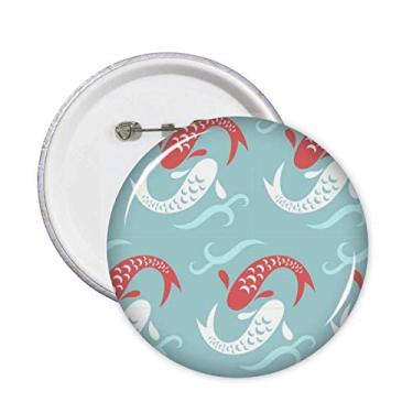 Imagem de Carp Waves Japão Totem Art Deco Presente Moderno Alfinetes Emblema Botão Decoração Acessório 5 peças