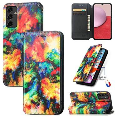 Imagem de Capas de telefone impressas bonitas da moda Samsung Galaxy A14 A 14 5G capa de couro slots magnéticos para cartão carteira clipe de telefone Samsung A14 5G capas (2, Samsung A14 5G)